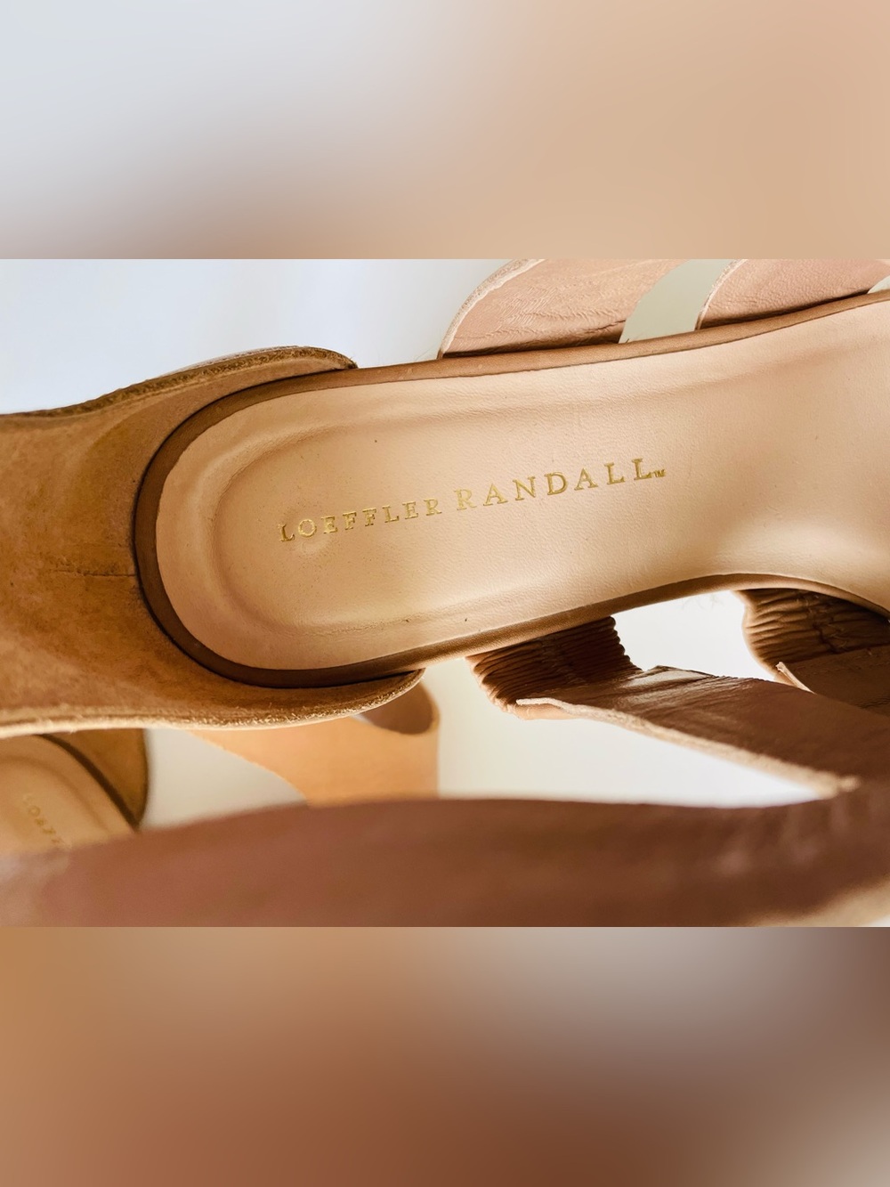 Loeffler Randall SIZE 9.5 Sasha leather strappy wedge platform sandals in beige - Picture 10 of 11
